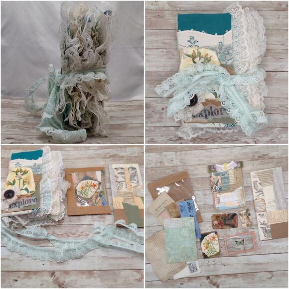 Turquoise Embellished Junk Journal: Flowers, Birds and Butterflies (Explore) - Picture 3 of 16